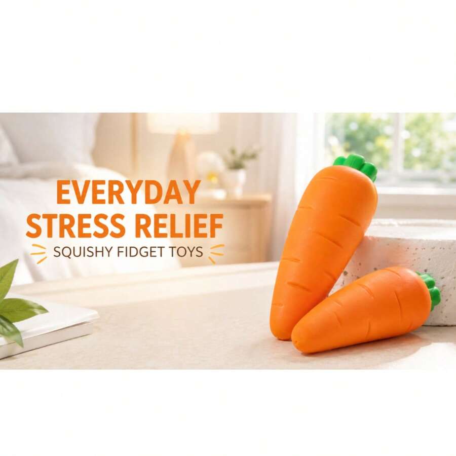 This Novel Fidget Toy Is Made Of Soft TPR With A Unique Feel. Stretch And Squeeze It To Relieve Stress. A Fun, Creative Carrot-Shaped Desk Ornament To Help You Unwind Anytime! - Multicolor - View 1