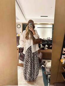 Autumn/Winter Women's Fashion Leopard Print Versatile Loose Wide Leg Long Pants With Pockets - Multicolor - View 4
