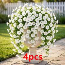 2/4/6/8pcs Hanging Artificial Silk Flower Vine Green Eucalyptus Plants, Outdoor UV Resistant, Suitable For Wedding, Porch, Living Room, Office Wall, Patio, Bookshelf, Home Decor - White - View 11