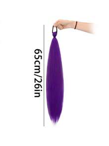 2pcs DIY Hair Extensions, Synthetic Heat-Resistant Straight Voluminous Ponytail, Suitable For Girls, Ideal For Halloween, Christmas And Holiday Parties - Multicolor - View 6