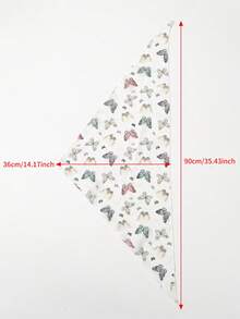 1pc Fashion Bohemian Colorful Bionic Butterfly Print Triangle Bandana Hair Scarf For Women, Spring/Summer Pastoral Fresh Style Hair Accessory Suitable For Daily Wear - White - View 3