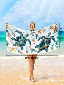 1 pieza Toalla de mar, Toalla de playa grande con estrellas de mar, conchas, estampado vintage de vida marina, Toalla de playa y baño de microfibra absorbente y resistente a la arena, Toalla, Adecuada para viajes, piscina, buceo, surf, yoga, camping, vacaciones en la playa, decoración de fiesta de agua Toalla de playa, Chal de baño esencial para viajes de playa de verano, Decoración de baño Toalla de playa multifuncional (Impresión de un solo lado) - Agua verde azul - Ver 11