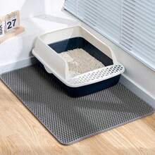 2-Layer Honeycomb Cat Litter Mat, Non-Slip Waterproof Litter Box Pad, Suitable For Floor, Litter Carpet, Cat Supplies, Fit For Medium/Small Cats And Small Dogs - Grey - View 4