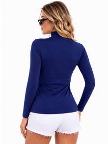 Moderna & Slim Women's Turtleneck Blouse With Long Sleeves - Various Colors - 汽油藍 - 查看 2