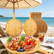 8Pcs 15x11 Inch Natural Pizza Boards With Handles, Wooden Serving Boards And Pizza Serving Trays, Multi-Use Cutting Boards For Pizza Night, Bread, Fruit, Cheese, Charcuterie Serving, Kitchen Party And Restaurant Use - View 4