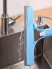 4-In-1 Glass Squeegee With Scraper And Sprayer, 3-In-1 Window Cleaner, Multi-Functional Handheld Window Scraper, Spray, Clean And Scrape, Suitable For Windows, Tiles, Car Windshield, Mirrors, Bathroom Cleaning, Kitchen, Bathroom, Home Supplies - Blue - View 13