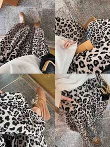 Autumn/Winter Women's Fashion Leopard Print Versatile Loose Wide Leg Long Pants With Pockets - Multicolor - View 6
