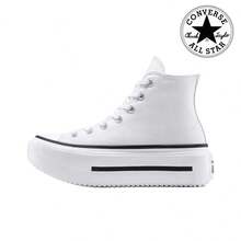 Converse All Star Lift Double Stack, scarpe in tela versatili, confortevoli e durevoli, alte, unisex, bianche. - A12976C - Visualizzare 7