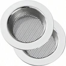 2pcs Rust-Proof Stainless Steel Kitchen Sink Strainer, Large Wide Rim Drain Filter, Anti-Clog Micro-Perforated Mesh Food Waste Catcher & Stopper, Durable Metal Basket For Vegetable Washing, Easy Clean & Universal Fit Standard Sinks, Long-Lasting Kitchen Accessory - View 1