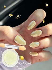 1pc Mustard Yellow Aurora Nail Powder Set, Gold Shiny Metallic Mirror Effect, Iridescent Fine Glitter Powder, DIY Nail Art Decoration, Professional Salon-Grade Fairy Highlight, Luxurious Elegant Semi-Transparent Glaze - Multicolor - View 5