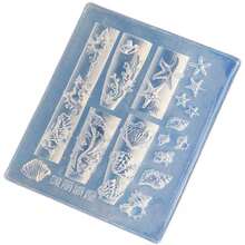 1pc Transparent Square Ocean Silicone Nail Art Mold, Seahorse Jellyfish Shell 3D Carved Template, Coral Starfish Wave Embossed Printing Mold, Summer Ice Transparent Gradient Long Pointed Wearable Nails, Korean Style Sea Salt Fresh Nail Shape, Ins Island Vacation Nail Art, Divided Layout Seahorse Shell Starfish Multiple Ocean Patterns, Lightweight And Flat Easy To Store, Suitable For Nail Art DIY Enthusiasts, Can Be Used As Holiday Gift - Multicolor - View 6