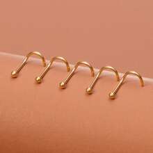5pcs Nose Piercing Screw Ring Stud Bar Ball - Yellow Gold - View 5