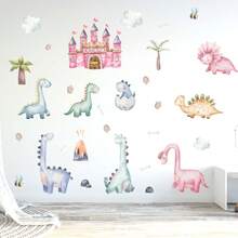 1 miếng dán tường khủng long cho trẻ em, họa tiết sống động của khủng long bạo chúa Tyrannosaurus Rex, khủng long bay Pterosaur và bụi cây. Decal hoạt hình vui nhộn với thiết kế sinh động, đồ trang trí tuyệt vời cho phòng ngủ trẻ em, khu vui chơi và trang trí trong lớp mầm non. - Nhiều màu - Xem 9