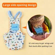 Cartoon Parrot Diaper With Strap Ring, Cute Printed Bird Flight Suit, Indoor/Outdoor Use - 1PC - View 6