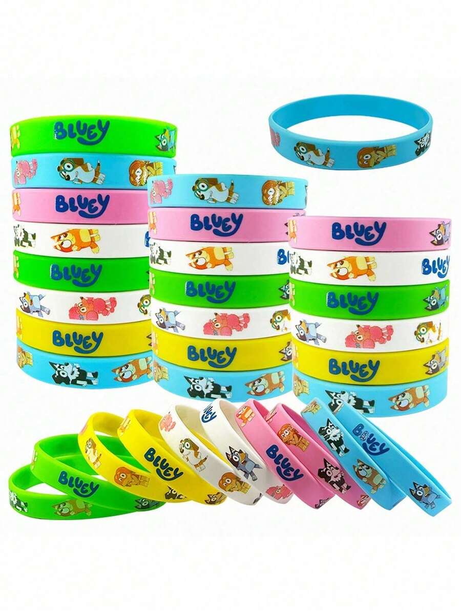 10入/組 Bluey 主題矽膠手環 派對用品 手鍊 生日派對配件 家庭聚會 賓果 狗狗角色扮演裝飾 禮物 拍照配件 蛋糕裝飾配件 - 查看 1