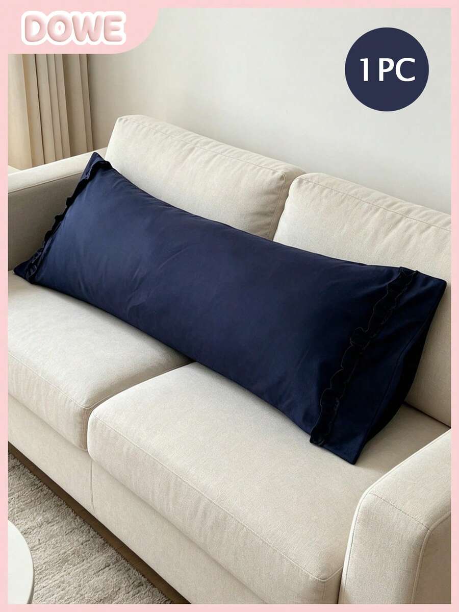 1pc 100% Polyester Solid Color Lace Long Pillowcase, Lightweight And Elegant, Soft As Clouds To The Touch, Suitable For Bedding And Sofa Decor (Pillow Insert Not Included)