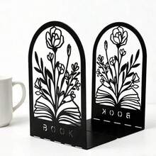 Hollow Metal Bookends With Natural Floral Pattern, Suitable For Organizing And Decorating Books On Bookshelves And Bookcases, An Artistic Gift For Book Lovers, Book Enthusiasts And Office Workers - One Size - View 5