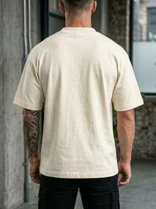 Men's Premium Oversized T-Shirt 230G Suedine Streetwear Short Sleeve Unisex Basic Thick - Off White - View 5