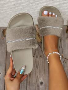 Sandalias de plataforma con suela gruesa para mujer, chanclas tipo flip flop para verano, uso al aire libre, hogar, playa y vacaciones - Caqui - Ver 2