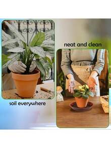 6个棕色植物托盘，6-12英寸/16-30厘米加厚塑料圆形植物托盘，花盆托盘，室内花碟，鸟浴盆，花盆托盘，种植配件 - 棕色 - 查看 10