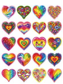 56PCS Rainbow Heart Vinyl Stickers Waterproof Aesthetic Decals For Water Bottle Laptop Scrapbook Phone Case Skateboard Luggage Adults Teens DIY Crafts Party Favors School Supplies - A - View 6