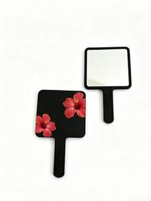 1pc Summer Floral Print Square Makeup Mirror, Travel Portable Handheld Mirror, Birthday Gift For Family And Female Friends - Multicolor - View 14