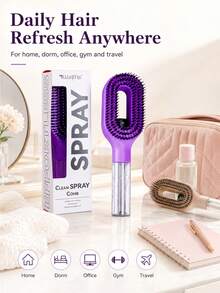 1pc Portable Spray Hair Comb, Multi Color Wet Dry Styling Brush With Built In Water Mist Bottle, Oval Airflow Brush Head And Smooth Comb Teeth, Anti Knot Hair Care Tool For Women Girls Curly Wavy Thick Hair, Home Travel Salon Use - Multicolor - View 7