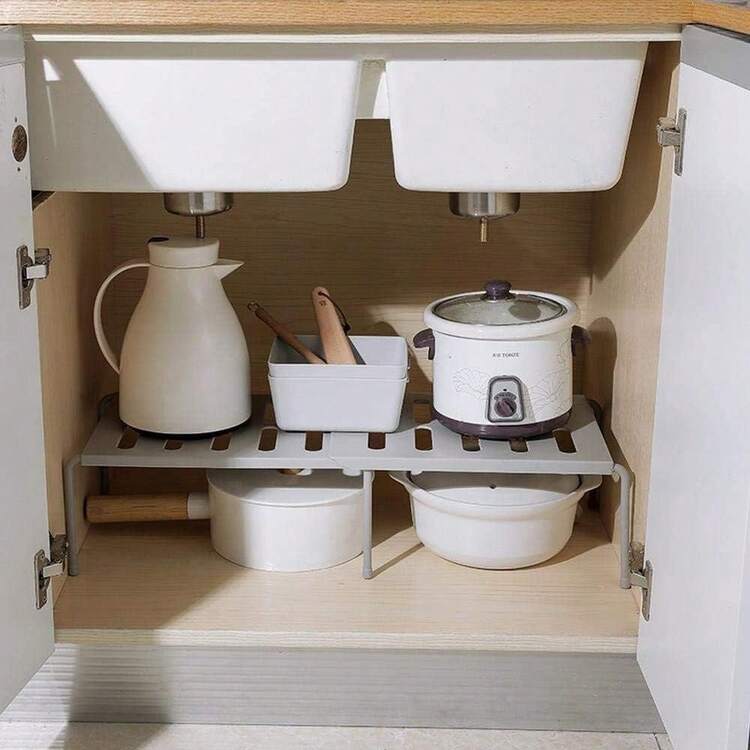 Home Portable Storage Rack, Adjustable Kitchen Organizer, Suitable For Countertop / Cabinet / Under Sink / Closet Divider / Outdoor Picnic - White - View 4