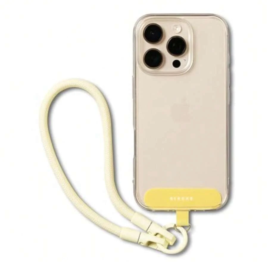 Ringke Holder Link Flow Hand U-Type Strap, Correa de Muñeca y Mano Desmontable Universal para Teléfono Móvil con Parche - Amarillo mantequilla - Ver 1