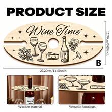 1pc Elegant Wine Glass Holder - With "Wine Tasting Time" Text - Wooden Desktop Stand, Suitable For Kitchen, Dining Room, Picnic - Space-Saving Design, Great Gift For Wine Lovers, Party Essential, Decor Accessory, Beverage Storage - Wood Color - View 9