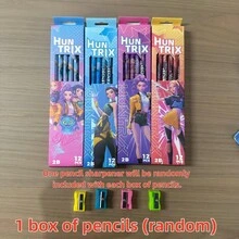 12支裝混款K-Pop偶像2B鉛筆盒裝文具組，精美收藏品，適合派對與送禮，隨機出貨 - 彩色 - 查看 6