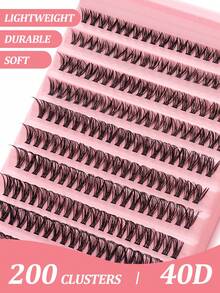 200 Clusters 40D False Eyelashes, European And American Style, Fox Eye Makeup, D Curl, 10-16mm Mixed Length, Single Cluster False Eyelashes, Thick And Curly Eyelashes Popular Style, Free Combination To Enlarge Eyes, DIY Save Makeup Time, Suitable For Beginners, Reusable, Suitable For Travel, Photography, Festivals, Parties, Excellent Holiday Gift For Best Friend, Girlfriend - D - View 3