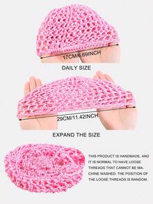 2pcs Women's Hair Net Cap Under Cap Handmade Crochet Mesh Cap Hair Protection Net Cap Suitable For Daily Use - Black/Pink Tones - View 3