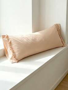 1pc 100% Polyester Solid Color Lace Long Pillowcase, Lightweight And Elegant, Cloud-Like Soft Touch, Suitable For Bedding And Sofa Decoration (Pillow Insert Not Included) - Beige - View 6