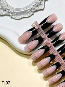 120Pcs Medium Long Square Press On Nails, 5 Strips Set - Sweet Style Simple French White False Nails, Multiple Colors & Designs To Choose - Multicolor - View 15