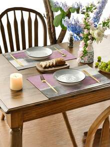 4pcs/6pcs Abstract Geometric Pattern Placemats, 12x18 Inch Rectangular Table Mats, Machine Washable, Woven Yellow & Grey Table Decor, Suitable For Dining Room, Home, Kitchen, Banquet, Cafe - Lilac Purple - View 6