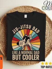T-shirt Papa Jiu Jitsu : Comme un papa normal, mais plus cool. T-shirt BJJ, T-shirt Jiu Jitsu Brésilien, Cadeau pour combattant, Arts martiaux, Fête des pères, T-shirt unisexe pour homme, Tenues d'été pour homme. - Noir - Voir 1