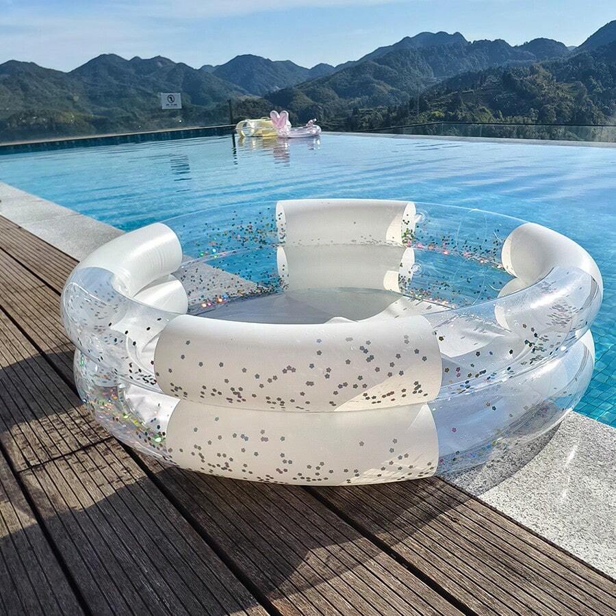 Inflatable Kiddie Pool, Toddler And Children Outdoor Swimming Pool, Summer Backyard Water Play Pool - White - View 1