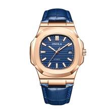 ONOLA Brand Luxury Wristwatch Men Automatic Mechanical Watches Waterproof Leather Luminous Dial 30M Waterproof Watch Men - 藍色 - 查看 8