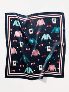 1pc Women's Fashion Football Team Graphic Scarf - Versatile Ladies Scarf Accessory, Made Of Polyester, Suitable For Daily Fashionable Outfits - Multicolor - View 1