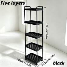 White Multi-Tier Office Rolling Cart, Mobile Storage Trolley With Wheels For Desk Organization & Utility Storage - Black - View 3