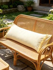 1pc 100% Polyester Solid Color Lace Long Pillowcase, Lightweight And Elegant, Soft As Clouds, Suitable For Bedding And Sofa Decoration (Pillow Insert Not Included) - Light Yellow - View 5