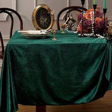 1pc, Velvet Tablecloth, Luxurious Elegant Rectangle Table Cover In Beautiful Color For Weddings, Parties, Events, Durable Seams For Long-Lasting Use - Dark Green - View 7