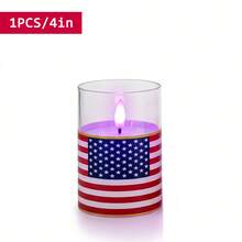 July 4th Flameless Candles With Remote Control, Red White And Blue Patriotic LED Candles, Battery Operated Flag Style Decorative Candles, Suitable For Independence Day Family Party Decoration, 3 Pieces Set - Purple Light - View 8