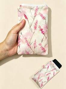 Bolsa protectora de tela para teléfono con patrón de lavanda rosa, bolsa de almacenamiento de teléfono para exteriores, bolsa de teléfono con cremallera; forro suave y elástico, cálido y resistente a arañazos; bolsa portátil unisex, bolsa bandolera multifuncional, adecuada para caminar, comprar y llevar artículos pequeños; bolsa de almacenamiento portátil esencial para viajes y desplazamientos diarios, combinando funciones de portatarjetas y monedero; regalo atento para amigos, familiares, maestros y regalo de cumpleaños ideal. - Multicolor - Ver 3