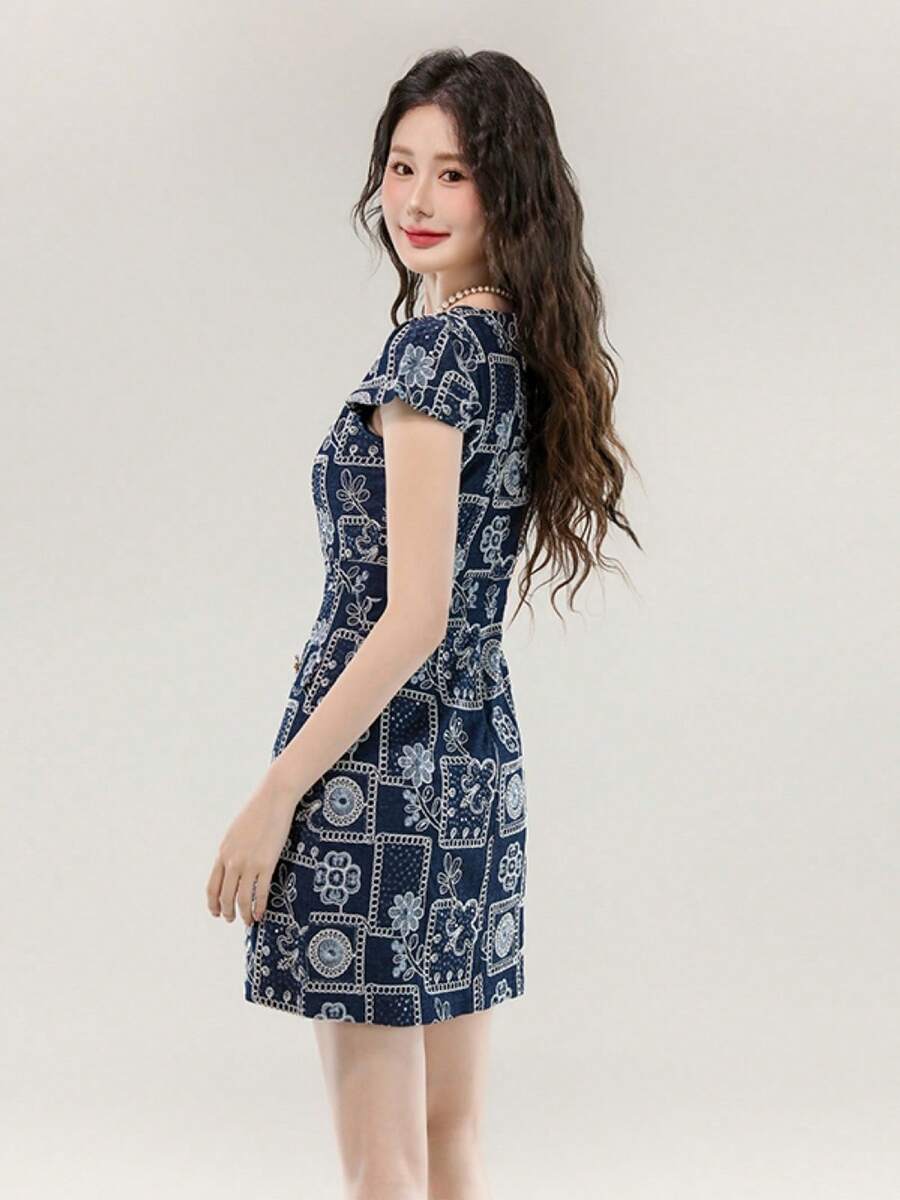 Women Midi Dresses - Blue - View 1