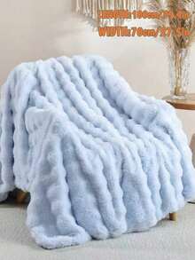 1 pieza Manta de felpa de piel sintética marrón, azul claro, caqui, rosa y blanco, suave & cálida, estilo de lujo, manta multiusos, fácil cuidado, ligera & versátil, manta de cama de pelo largo esponjoso de lujo, suave & cómoda, adecuada para sala de estar, dormitorio, sofá, lavable a máquina, manta esencial de invierno - Multicolor - Ver 29