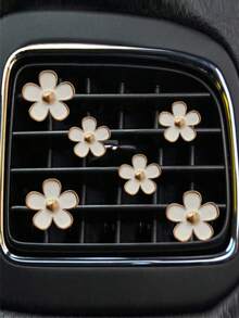 6 piezas de clips de aleación blanca con forma de margarita para aromaterapia en rejilla de ventilación de coche, accesorios decorativos para aire acondicionado de automóvil - Blanco - Ver 13