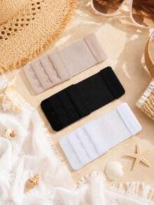 3pcs Women Elastic Bra Extender Set, Black White Nude Adjustable Hook & Eye Bra Band Extension For Summer Outfits - Multicolor - View 6