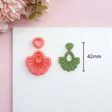 Geometric Polymer Clay Cutter Ginkgo Leaf Polymer Clay Earring Cutters Embossed Leaf Shape Jewelry Making Kits Fan-Shaped Design Soft Pottery Clay Molds For Pendant & Necklace Decoration Making - Pink - View 9